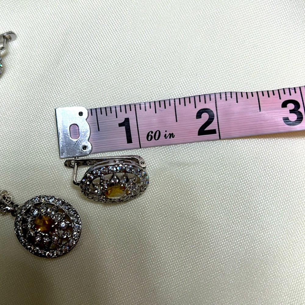 Yellow citrine original stone & American diamonds 925 mark silver jewelry #291 - Picture 14 of 15